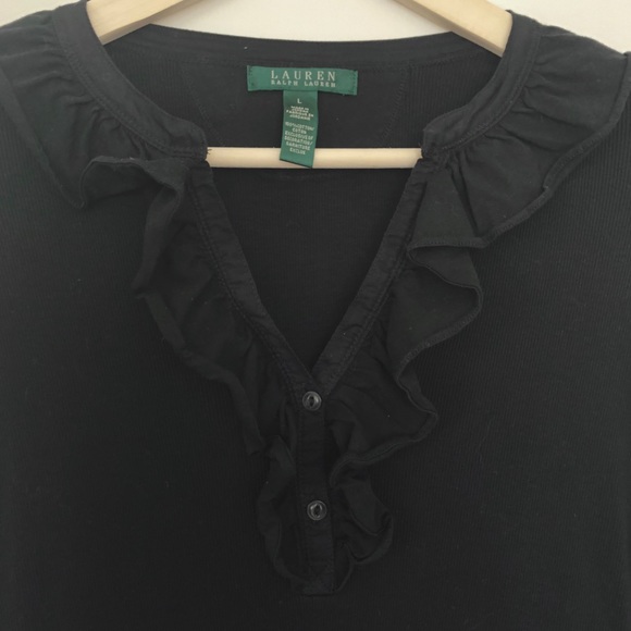 Ralph Lauren Ribbed Ruffle Top - Picture 3 of 5